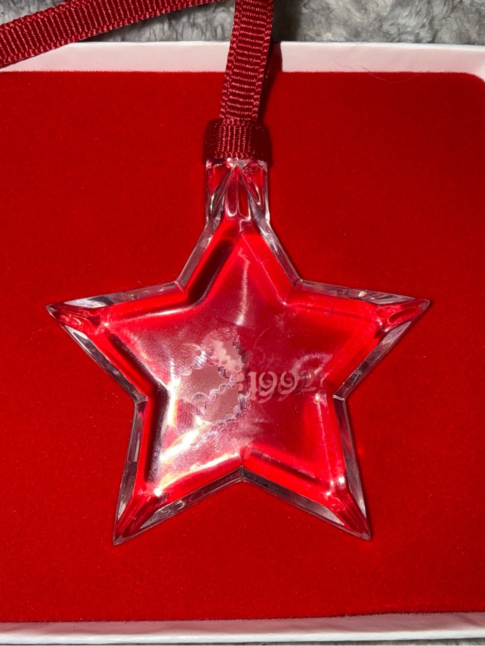 Orrefors Kosta 1992 Crystal Star Ornament w box vintage